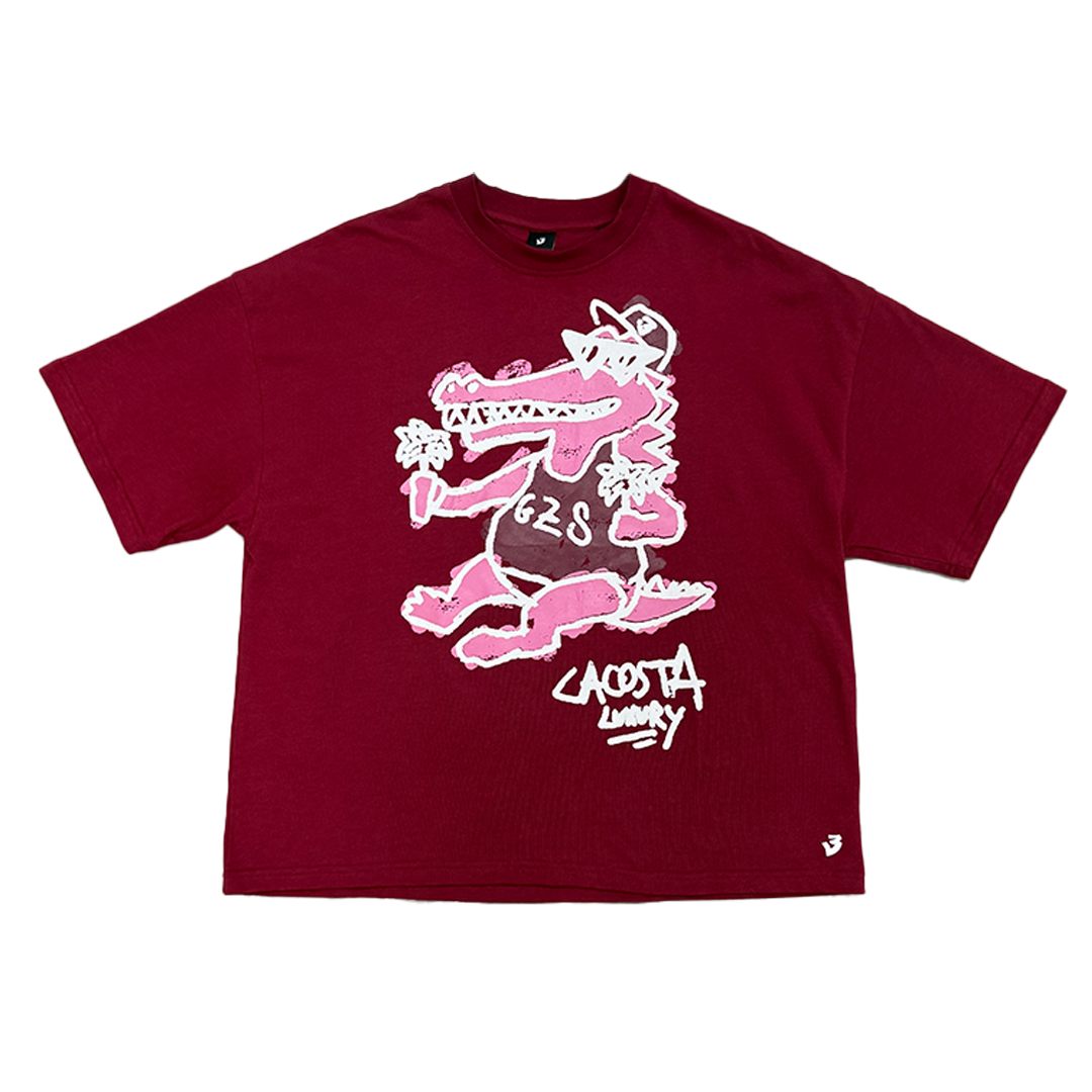 LACOSTA LUXURY Burgundy Oversized Boxy Tee