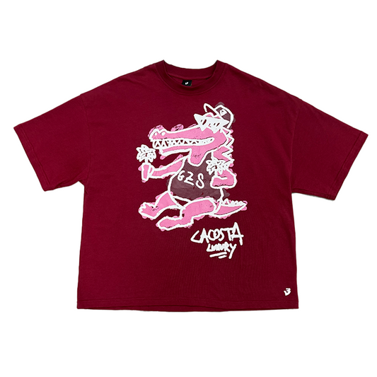 LACOSTA LUXURY Burgundy Oversized Boxy Tee