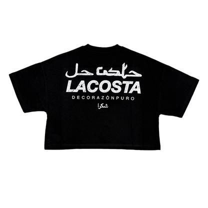 LACOSTA Black Cropped Oversized Tee