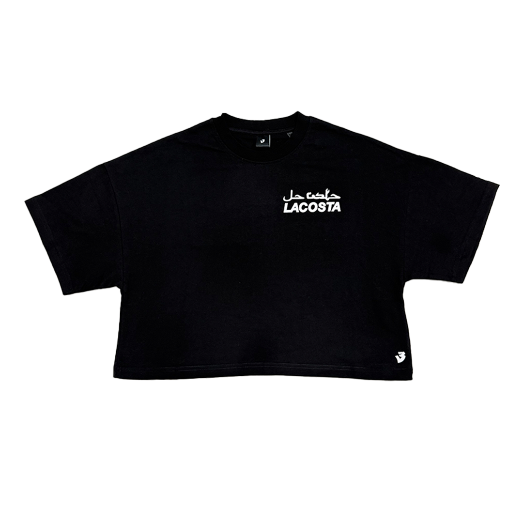 LACOSTA Black Cropped Oversized Tee